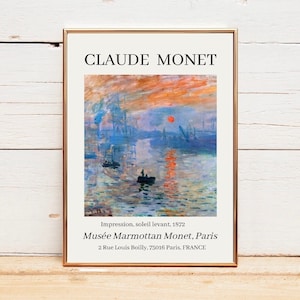 Claude Monet Impression sunrise, Impression Sunrise 1872, decoración de pared vintage, cartel de exposición de Claude Monet, arte de pared, Le Havre, París