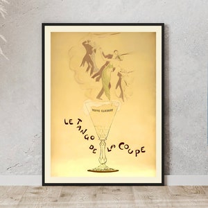 Champagne Poster, Veuve Clicquot Le Tango de la Coupe Georges Goursat, champagne print, vintage champagne art, pub decor restaurant decor