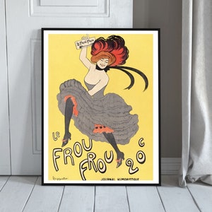 Moulin Rouge Le Frou Frou plakat, Leonetto Cappiello, styl francuski, druk retro, stary plakat reklamowy, wystrój domu, wystrój pubu, wystrój baru