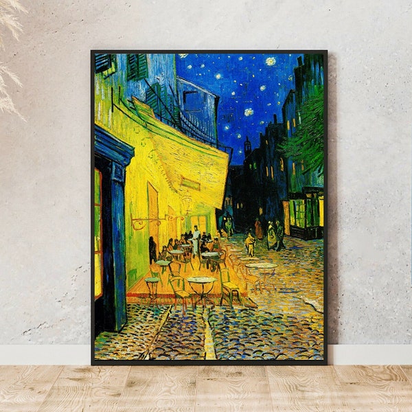 Vincent van Gogh painting Café terrace at night Place du Forum Arles 1888, French cityscape, unique gift