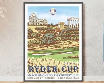 Ryder Cup 44.a 2023, Marco Simone Golf & Country Club Roma, cartel de la Ryder Cup de Golf, Regalos para hombres