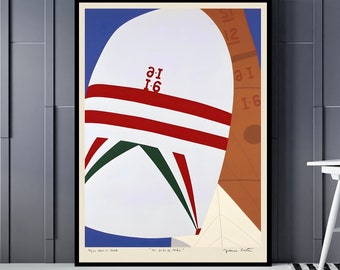 Vintage Signed 1983 AMERICAS CUP DUEL 24x18 Serigraph Framed Vintage Signed 1983 AMERICAS CUP DUEL 24x18 Serigraph Framed