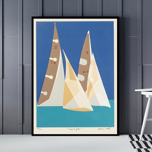 Cartaz da America's Cup 1987, quatro velas, Arte de vela, Iate à vela, Regata, Troféu de vela, Mancaverna, Arte náutica, Decoração de casa