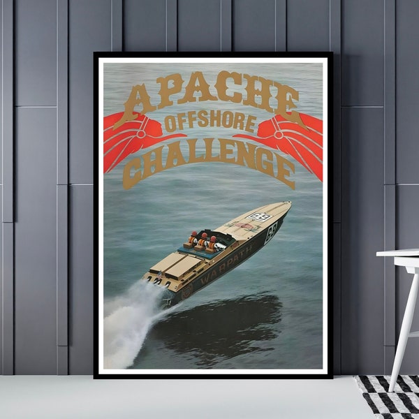 Affiche de courses de bateaux offshore, bateaux Apache, yachting en Floride