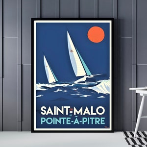 Sailing Regatta Poster, Guadeloupe, Caribbean yachting print, sailing life