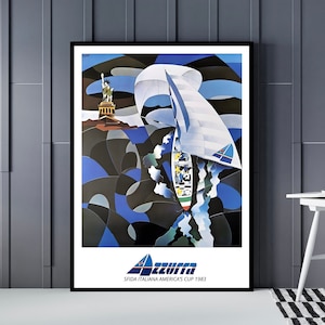Azzurra Americas Cup by Ugo Nespolo 1983 original Italian vintage poster