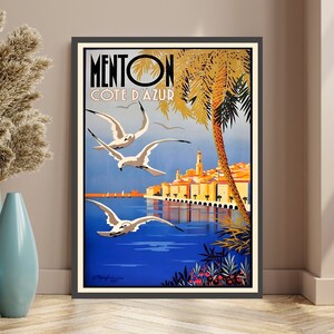 Menton Côte d' Azur Frankreich Tourismus Poster, Französische Riviera Kunstdruck, Provence