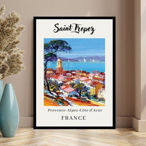 Saint Tropez Poster, Strandkunst, St. Tropez Reisen, Dekorative Kunst, Südfrankreich, Französische Riviera, Côte d'Azur, Zitadelle Saint Tropez