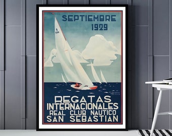 Sailing Yacht Poster, San Sabastian Spain, Regatta Poster