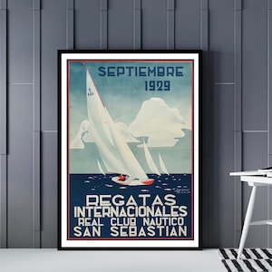 Cartel Yate de Vela, San Sabastian España, Cartel Regata