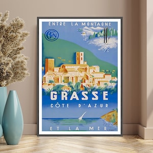 Cartel de Grasse Francia, Entre montañas y mar, Ciudad del perfume Costa Azul