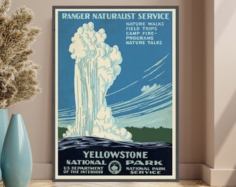 Yellowstone National Park, Ranger Naturalist Service (1938) vintage poster by C. Don Powell, USA National Park, travel poster, vintage print