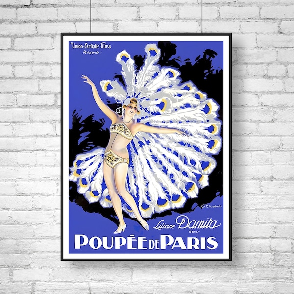 Poupée de Paris Liliane Damita Film Poster, Dancer with feather dress