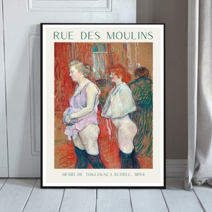 Moulin Rouge Poster, Rue des Moulins 1894, showgirls, cabaret print