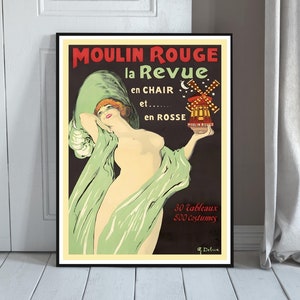 Moulin Rouge Poster, Art Nouveau, Charles Verneau, Bal Du Moulin Rouge, Paris nightlife, can can dancer, theater show, Vintage cabaret