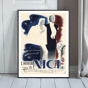 「L' Hiver à Nice Monte-Carlo」ポスター、ジャン・リュック、ニース・コートダジュールの冬、
