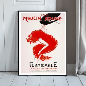 Moulin Rouge beeindruckendes Werbeplakat, Bal Du Moulin Rouge, Pariser Nachtleben, Can-Can-Tänzer, Theatershow, Vintage-Kabarett