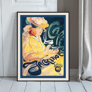 Cafe Jacqmotte poster Fernand Toussaint, Vintage Food & Drink Poster, Bar poster, Art Nouveau, Brussels Art, Cafe Art, restaurant decoration