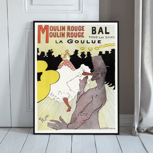 Moulin Rouge „la Goulue” plakat Henri de Toulouse Lautrec, plakat kabaretowy, Vintage Moulin Rouge, francuska reklama pokazowa, salon Lautrec