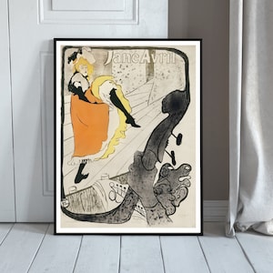 Moulin Rouge Jane Avril vintage plakat Henri de Toulouse-Lautrec, plakat kabaretowy, sztuka ścienna, Vintage francuski pokaz reklamowy wystrój prezent prezent