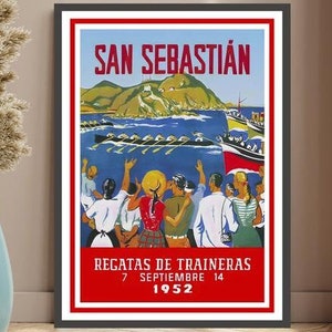 San Sebastian Regatas Vintage Travel Poster | Spanish Events Art Print | Basque Wall Decor