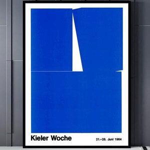 Kieler Woche Regatta Sailing Poster 1964 Impressão artística de meados do século