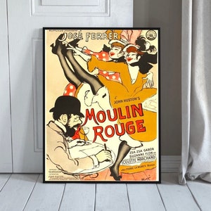 Moulin Rouge Paris Vintage, Burlesque Revue, Vintage Art Print, French Prints, Paris Entertainment, French Cabaret Print, Valentine's Gift