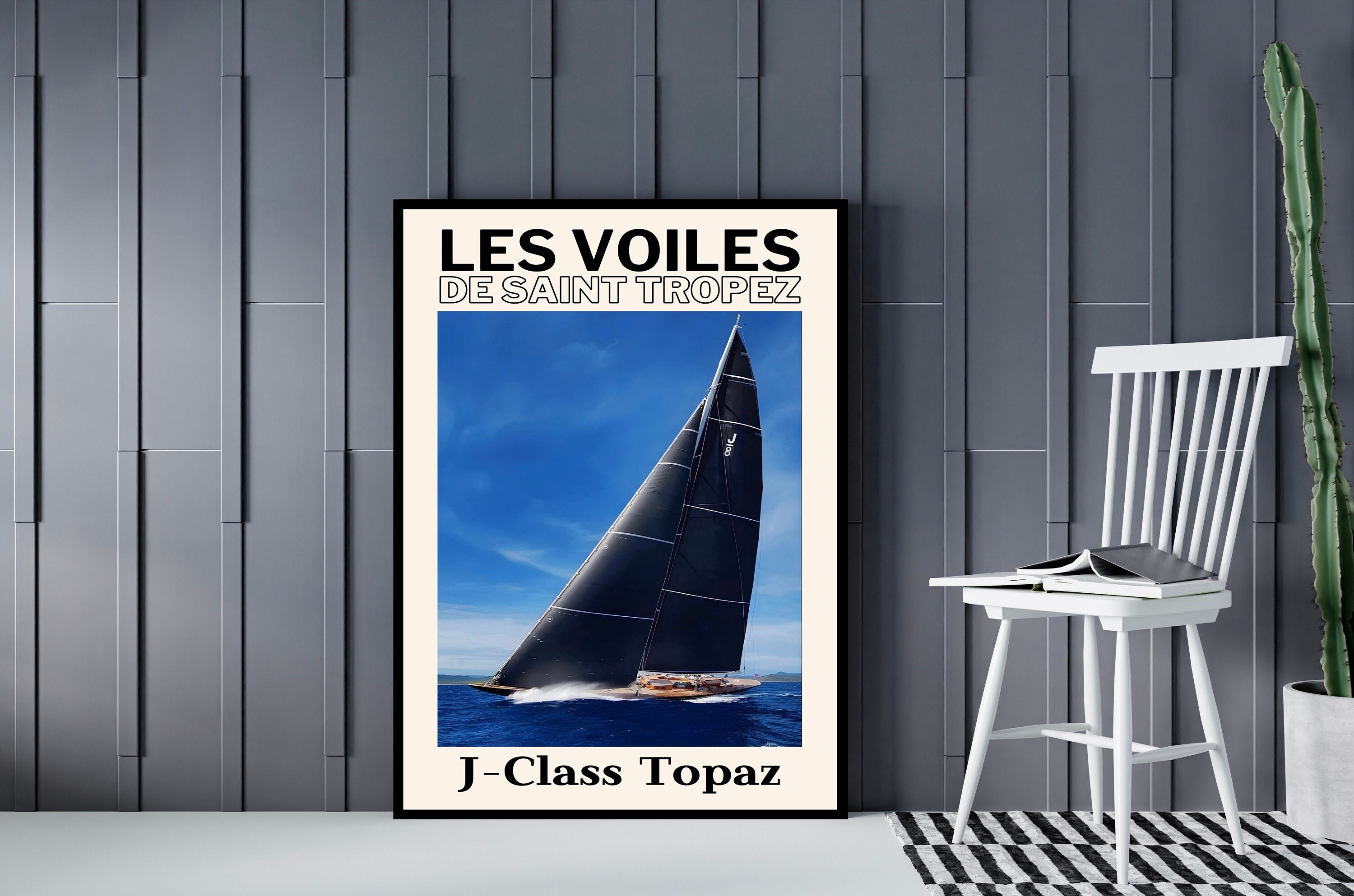 Affiche regate Les Voiles Saint Tropez Classe J Topaze Voilier Coupe St Tropez Trophee Voile Mancave Art Nautique Etsy France