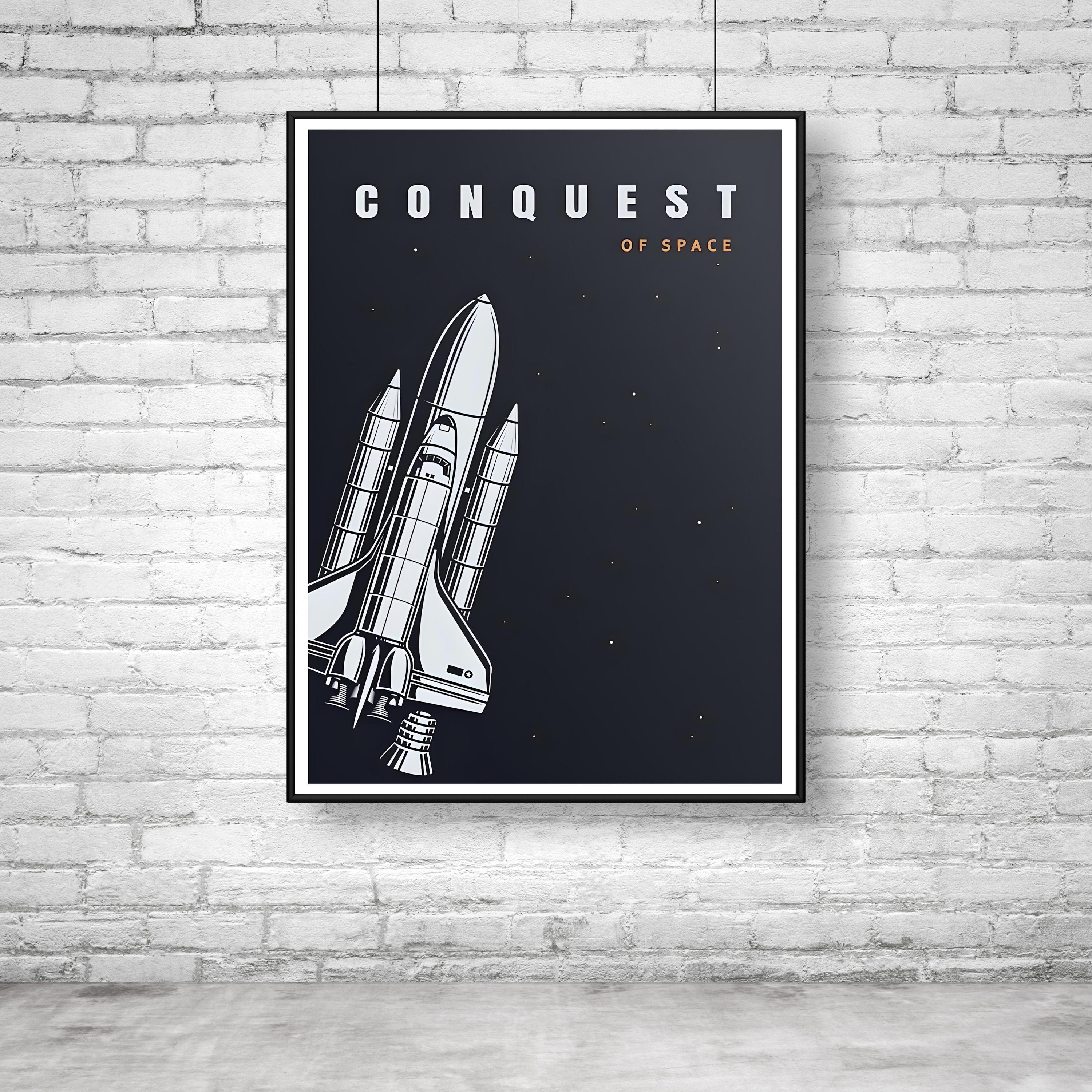 Space Shuttle Conquest of Space Poster, Space Travel Art, Nasa, Nursery ...