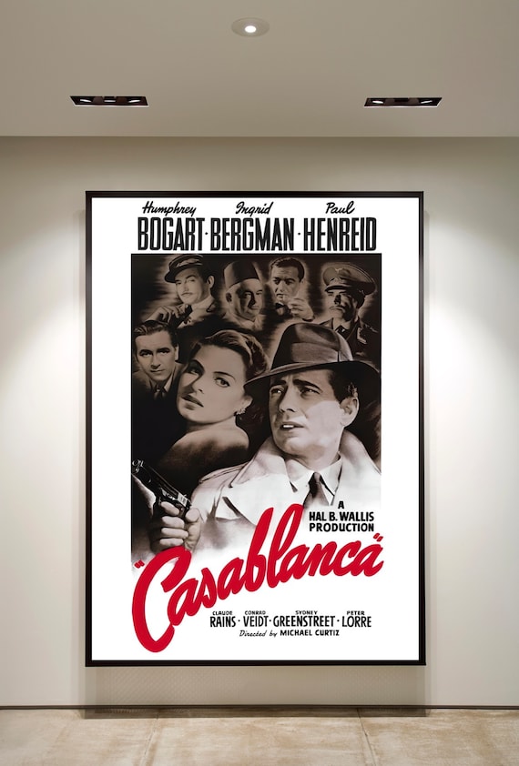 Casablanca Movie Poster, Vintage Casablanca 1942, Humphrey