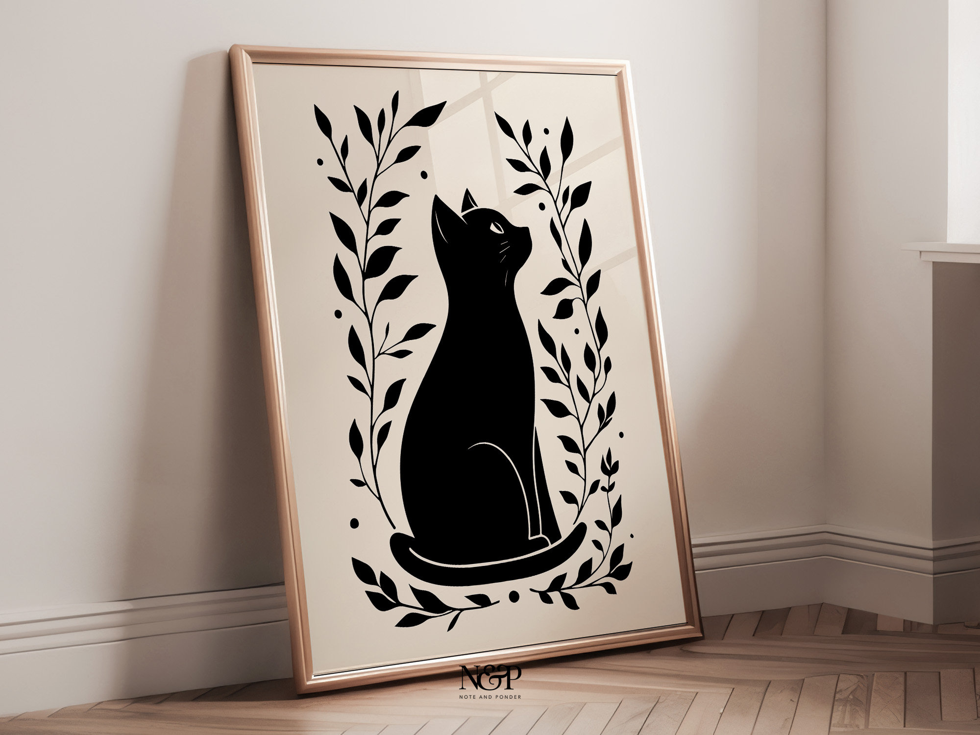 Black Cat Print Black and White Wall Art Preppy Dorm Room Decor Retro ...