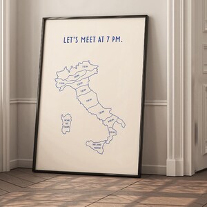 Poster divertente italiano, mappa italiana, meme italiano stampabile, poster tipografici scarabocchi carini, regalo per gli amanti dell'Italia, stampa artistica lineare, regalo per viaggiatori