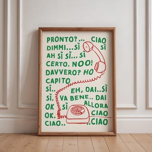Italienisches Telefon Poster Geschenk für italienischen Freund Lustiges Geburtstagsgeschenk Italien-Liebhaber-Geschenk sarkastische Wand-Kunst-Gag-Geschenk für Reise-Liebhaber-Dekor