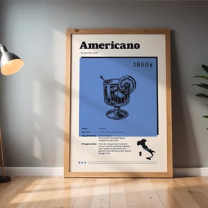 印刷可能なヴィンテージアメリカーノプリント、カクテルレシピウォールアート、レトロなバーカートの装飾、ミクソロジーポスター、キッチンドリンクプリント、バーテンダーギフト