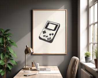 Stampa di console di gioco vintage, decorazione per la stanza dei giocatori retrò (download digitale)