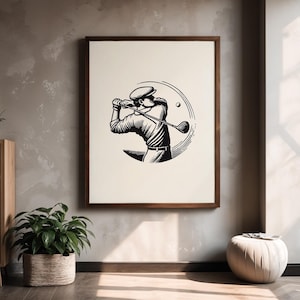 Druckbare Retro Golf Art Vintage Golfer Druck Perfektes Weihnachtsgeschenk für Golf-Liebhaber Einzigartiges Sport-Dekor Retro Golf Wand Kunst Druck Download