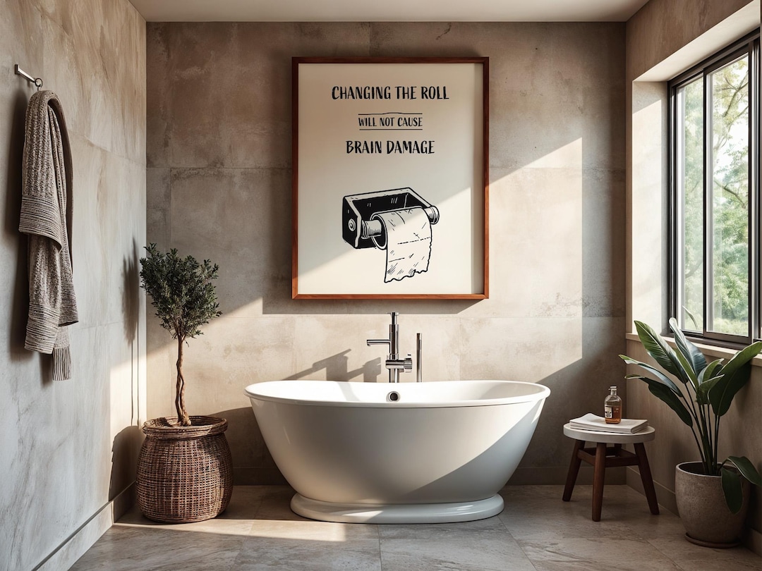 Funny Printable Vintage Bathroom Wall Art Changing Toilet Roll Poster ...