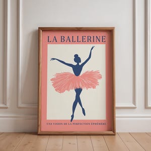 Boho Ballerina Grafikdruck Französisches Ballett Poster Rosa Blau Schlafsäle Zimmer Wand Kunst Dekor Geschenk für Tänzer und Ballettliebhaber ästhetik digital