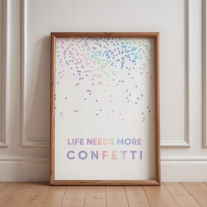 Pastel Confetti Tipografia Arte de Parede Impressão Holográfica Estética Decoração de Quarto Pôster Motivacional Positivo Presente para Ela Arte Minimalista Colorida