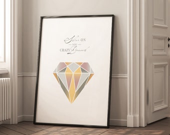 Shine On You Crazy Diamond Lyrics Art, Diamond Painting, Printable Music Wall Art, Pink Floyd Poster,  Gift for Music Lover,Preppy Dorm Room