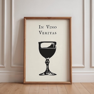 In Vino Veritas ワイン愛好家へのプリントギフト 誕生日プレゼント 友人へのギフト ヴィンテージワインポスター 新築祝いギフト ブラック ホワイト バーカート装飾