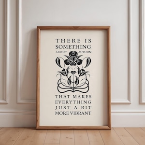 Regalo de arte mural otoñal para amantes de los libros, regalo de cumpleaños para amigos, regalo para decoración de otoño, póster botánico, arte con cita otoñal, arte con impresión tipográfica retro