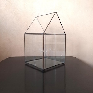 Vintage Glas und Kupfer Vitrine / Haus mit verriegelter Tür