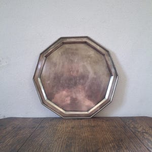 Distinct vintage decagonal shallow metal plate, home decor