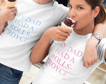 My Dad Had a Rolls-Royce T-Shirt – Victoria Beckham Pink Watercolour Parody Tee