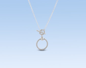 Ciondolo O in argento su catena a T, ciondoli per collana Pandora, catena di collane Kette me perlenkette in argento sterling, migliori regali per lei