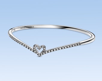 CZ Wishing Bone Bracelet,Sterling Silver Bracelet,charms for pandora Bracelet,Everyday Minimalist Simple Charm Armband