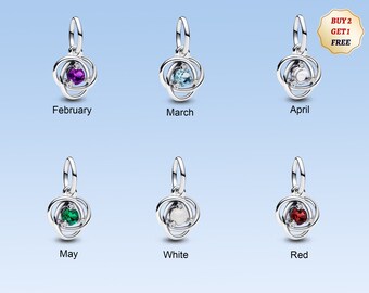 February Purple,March Sea Aqua Blue,April Clear,May Royal Green,June White,July True Red Eternity Circle Dangle Charm,Best Gifts for her