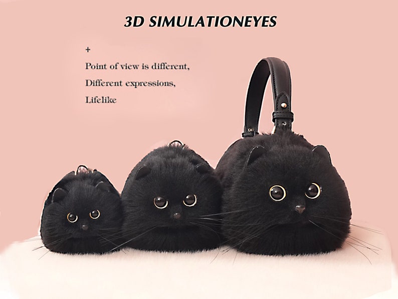 Realistic plush black cat tote bag handmade bag cute puppet cat girlfriend birthday gift zdjęcie 10
