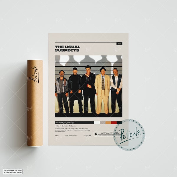 The Usual Suspects | Bryan Singer | Minimalist Movie Poster | Vintage Retro Art Print | Custom Poster | Wall Art Print | Home decor